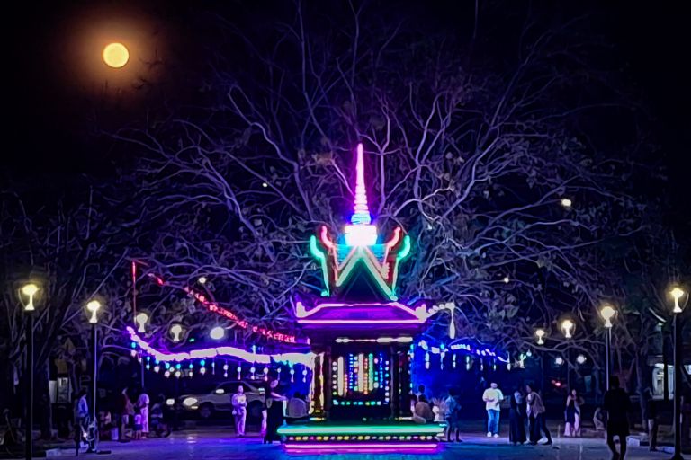 Spirit house at a banyan tree in Kampot, Cambodia